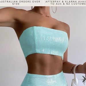 Runaway the label aqua blue sequin tube top